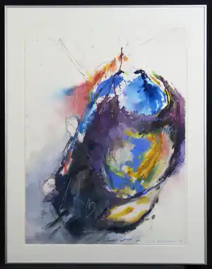 Peter Langenberg - Gemengde techniek op papier, P241 - Ingelijst, Unicum! Galerieprijs €950! verkocht voor € 89!