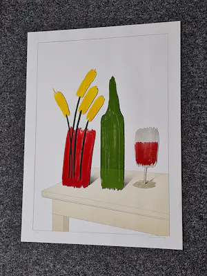 Jeroen Henneman - redelijk zeldzaam kleuren litho - oplage slechts 15 - stilleven - 1982 kopen? Bied vanaf 195!