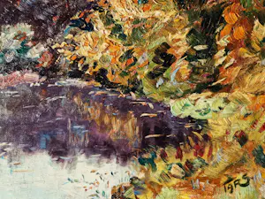 Niet of onleesbaar gesigneerd - ca1930 impressionistisch geschilderd rivier landschap - gesigneerd kopen? Bied vanaf 1!