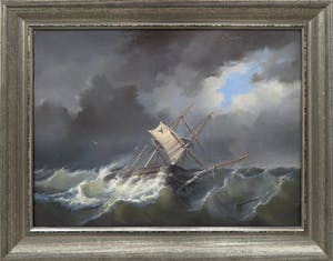 Niet of onleesbaar gesigneerd - (toegeschreven aan J.C. Schotel) - Olieverf op doek, Schip in storm - Ingelijst kopen? Bied vanaf 1!