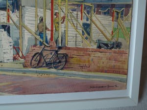 Klaas Pijlman - Ingelijste aquarel , “Huizen in aanbouw in Egmond aan Zee” – 1955 kopen? Bied vanaf 50!