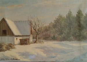 William Henriksen - (1880-1964) - Boerderij, besneeuwd landschap, olieverf kopen? Bied vanaf 45!