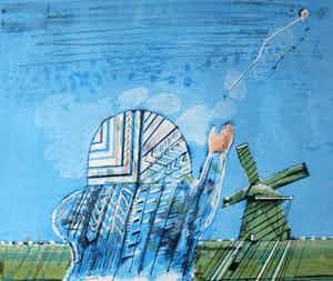 Co Westerik - Litho: vrouw in het groen - 1975 verkocht voor € 250!