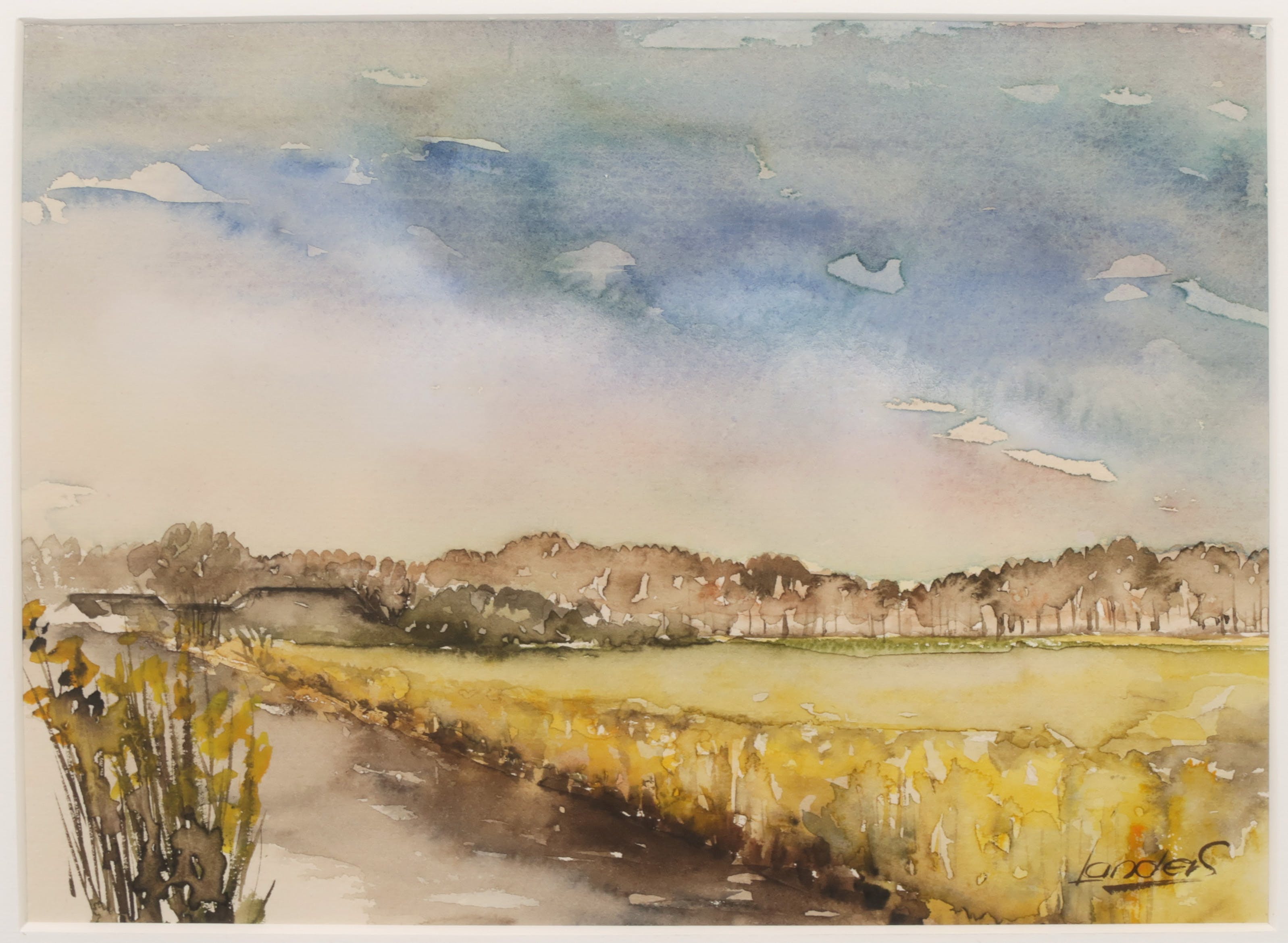 Koos Landers - Aquarel, Landschap - Ingelijst kopen? Bied vanaf 1!