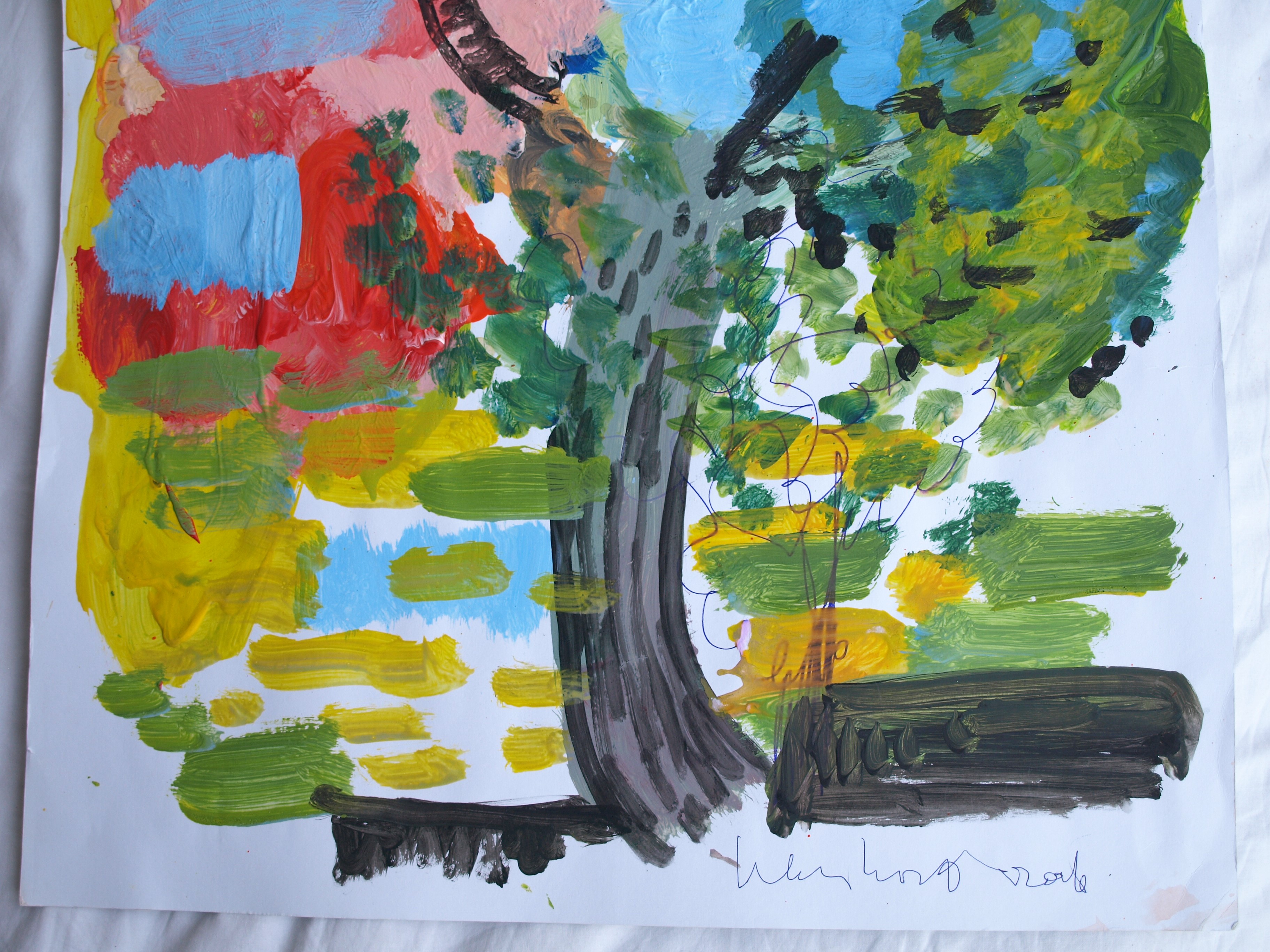 Peter Klashorst - Acrylverf op papier - Boom - 2016 kopen? Bied vanaf 50!