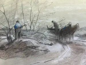 Anton Mauve (sr.) - Heidelandschap met twee houtsprokkelaars en een paardenkar op een pad kopen? Bied vanaf 240!