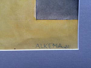 Wobbe Alkema - abstract werk - gouache - De Ploeg kopen? Bied vanaf 495!