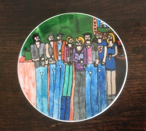 Plateelfabriek Schoonhoven N.V. - VIER KOPJES met GEBAKSBORDJE kopen? Bied vanaf 20!