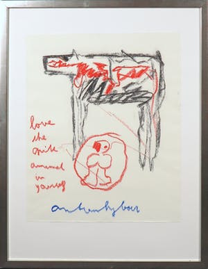 Anton Heyboer - Pastelkrijt, Love the spirit ... - Ingelijst kopen? Bied vanaf 120!