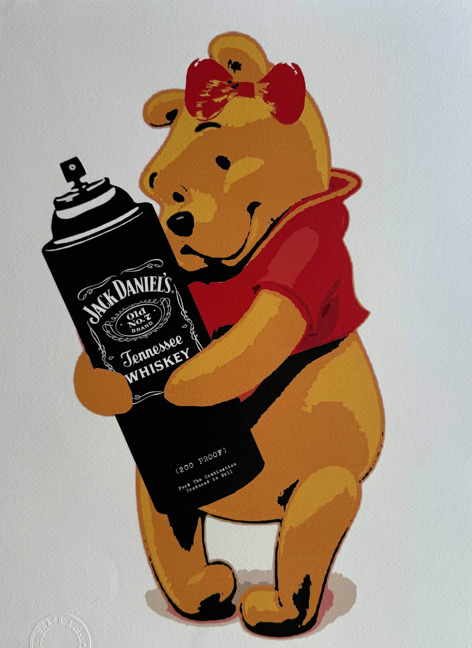 Buy Death NYC - handgesigneerde zeefdruk | 'Winnie the Pooh/Jack Daniel's' | 2013? Bid from 60!