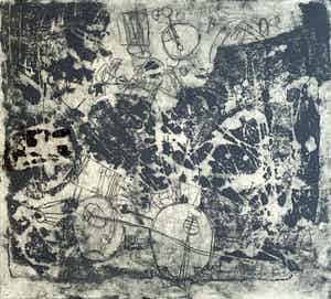 Jan Montyn - ets - titel onbekend - 1962 (ZELDZAAM VROEG WERK) verkocht voor € 175!