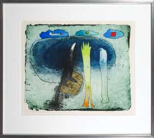 Michel van Overbeeke - Kleurenets met bladgoud, Forest Mountain - Ingelijst verkocht voor € 50!