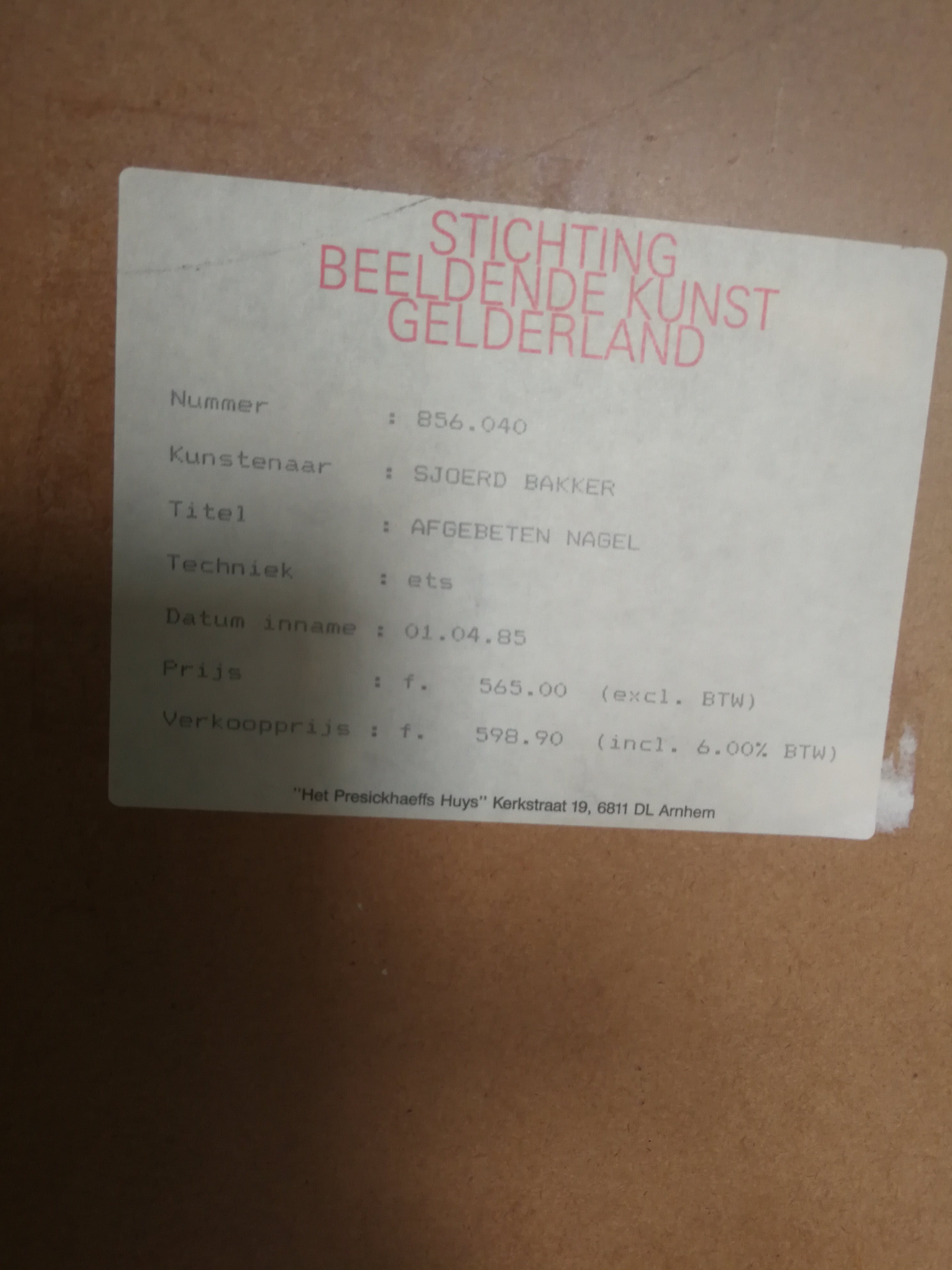 Sjoerd Bakker - Afgebeten nagel kopen? Bied vanaf 50!