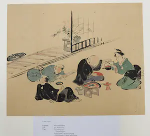 Niet of onleesbaar gesigneerd - Japanse inkttekening, ca. 1850/1870, "Fuzoku-zu" kopen? Bied vanaf 1!