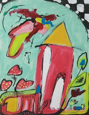 Miriam Slaats - Acryl op board, Aan de kade - Ingelijst kopen? Bied vanaf 150!