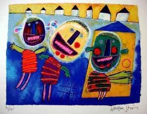 Wouter Stips - Kleurenzeefdruk COME PLAY WITH ME Handgesigneerd. verkocht voor € 175!