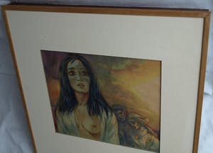 Klaas Pijlman - Aquarel , "Angst" – gesigneerd & ingelijst – 1960 kopen? Bied vanaf 35!
