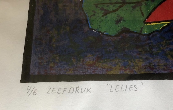 Niet of onleesbaar gesigneerd - Zeefdruk met rode " Lelies "= gesigneerd en genummerd kopen? Bied vanaf 1!