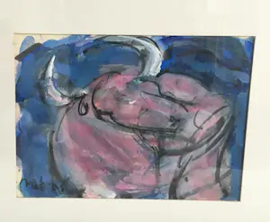 Margarita Nicolaas - Unieke stier in paars & blauw kopen? Bied vanaf 50!