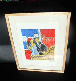 Jacques Tange - Zeefdruk. Titel, "Parents pride ". verkocht voor € 80!