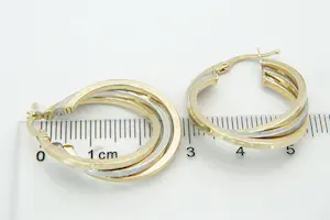 22 - Mooi paar 14 karaat gouden bicolor oorclips - "in elkaar gedraaid" model kopen? Bied vanaf 195!