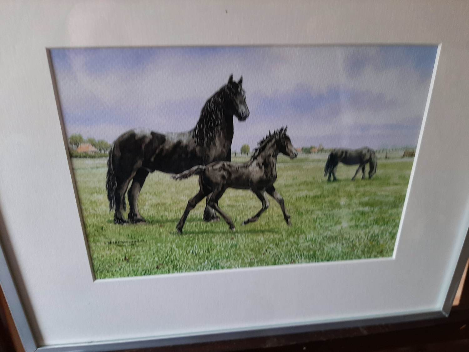 Wiebe A van der Zee - Zeefdruk, Paarden. verkocht voor € 40!