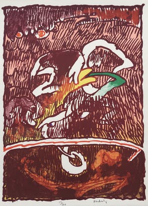 Pierre Alechinsky - litho ‘Invisible Flying Objects’ - 1978 kopen? Bied vanaf 750!