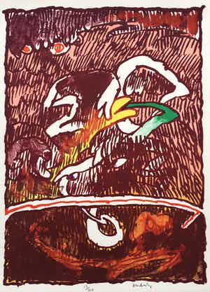 Pierre Alechinsky - litho ‘Invisible Flying Objects’ - 1978 verkocht voor € 750!