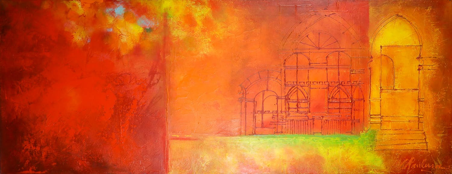 Carolina Paulussen - Acryl op doek, Zonder titel (Zeer groot) verkocht voor € 1!