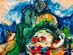 Steven Kwint - in 1967 expressionistisch geschilderde gemengde techniek "Ghosts from the past" kopen? Bied vanaf 87!