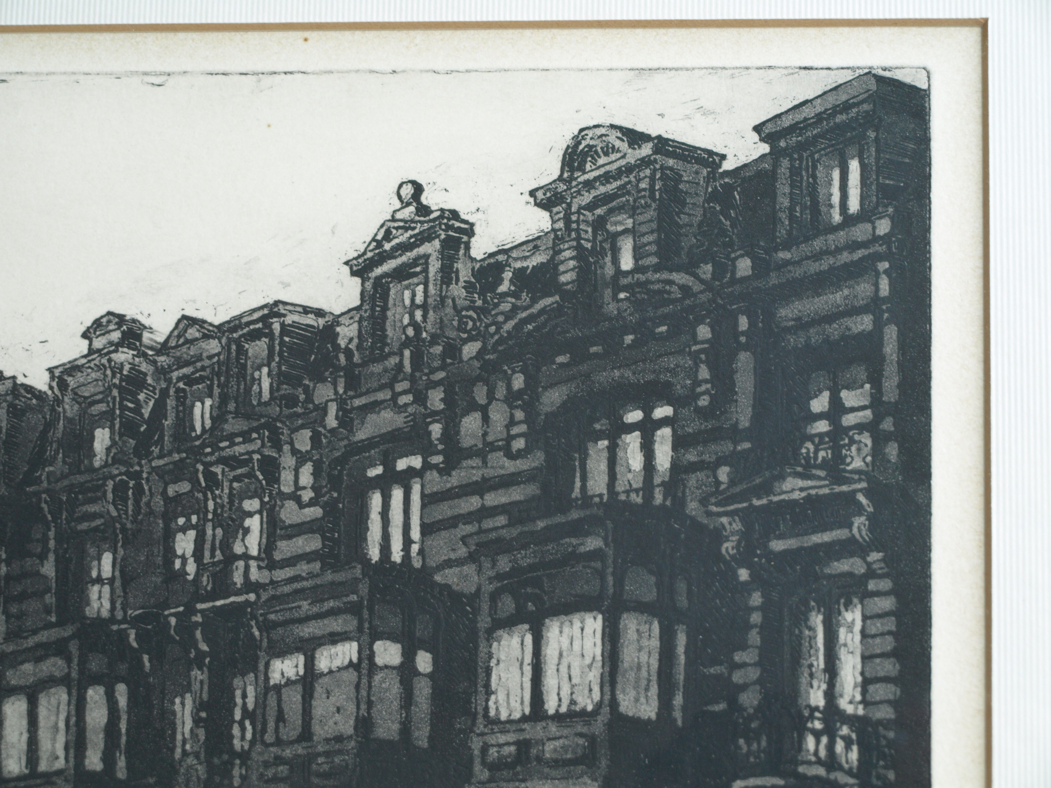 Frans Kohler - Ets , Straatje naar zee in Oostende – gesigneerd & ingelijst – ca 1970 kopen? Bied vanaf 25!