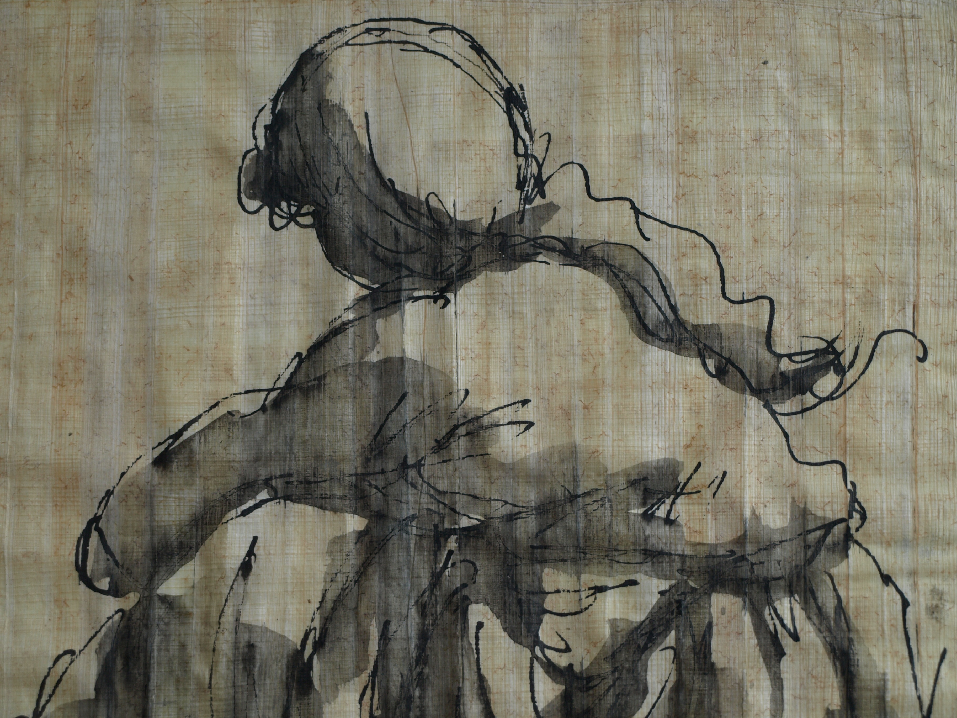 Niet of onleesbaar gesigneerd - Oost-Indische inkt, op zijde? , Portret meisje - gesigneerd & ingelijst - 2004 kopen? Bied vanaf 1!