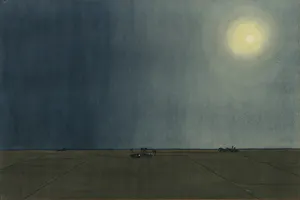 Bé Massie - Aquarel, Landschap bij maanlicht kopen? Bied vanaf 20!