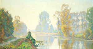 Johan Meijer - Olieverf op doek, Herfstmorgen - Ingelijst verkocht voor € 300!