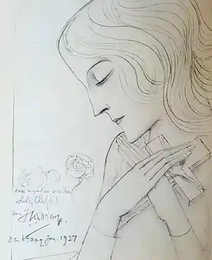 Jan Toorop - litho, Jong meisje in meditatie een kruis omvattend, 1927 verkauft für € 41!