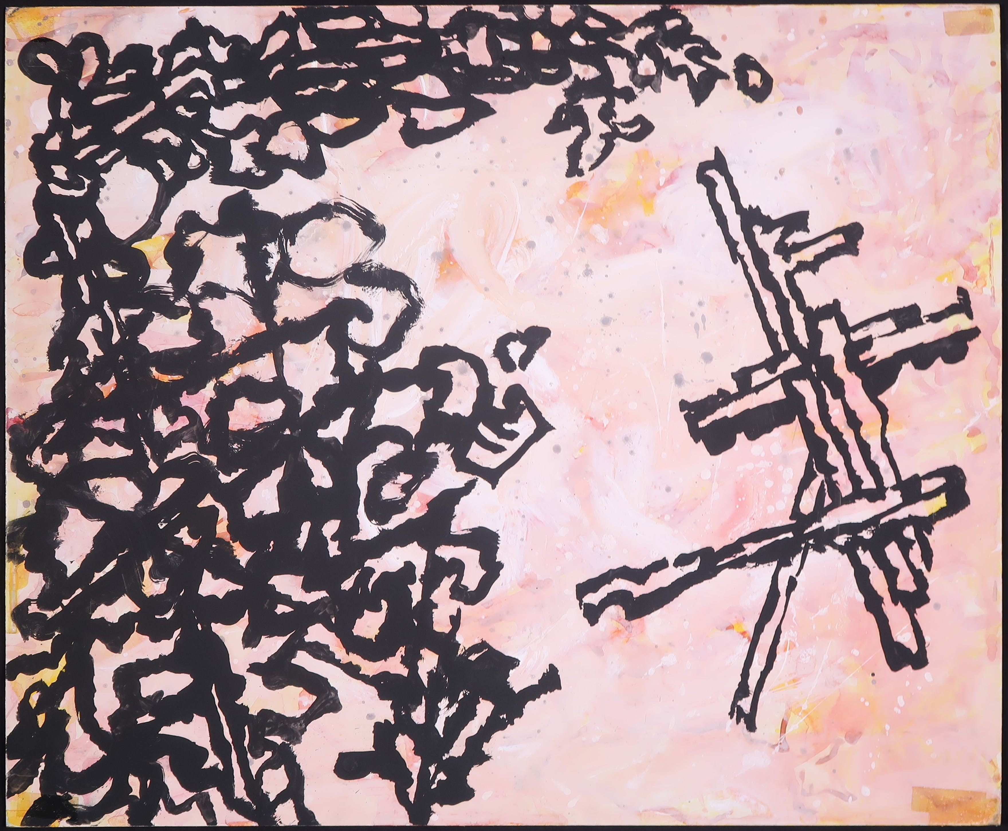 Maarten Frenken - Gouache op stevig papier, Van kromme lijnen en rechte vlakken kopen? Bied vanaf 1!