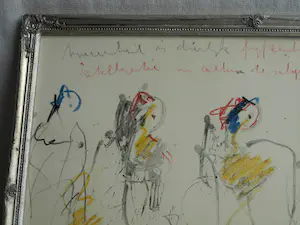 Anton Heyboer - Pastel & acryl , 5 Vrouwen – met veel tekst..... - Ingelijst kopen? Bied vanaf 135!