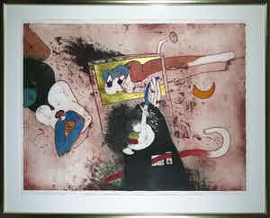 Michel van Overbeeke - Kleurenets met bladgoud, Story III - Ingelijst (Zeer groot) verkocht voor € 150!