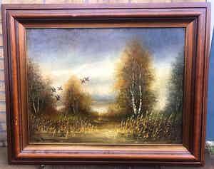 Peter Brouwer - Landschap met opvliegende Eenden verkocht voor € 95!