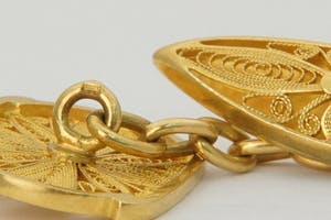 2295 -  1 set sierlijke 18 karaats geel-gouden Filigrain manchetknopen - gekeurd kopen? Bied vanaf 220!