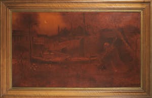 Henri van Daalhoff - Olieverf op doek, Landschap met musicerende figuur - Ingelijst kopen? Bied vanaf 250!