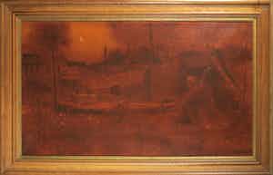 Henri van Daalhoff - Olieverf op doek, Landschap met musicerende figuur - Ingelijst verkocht voor € 250!