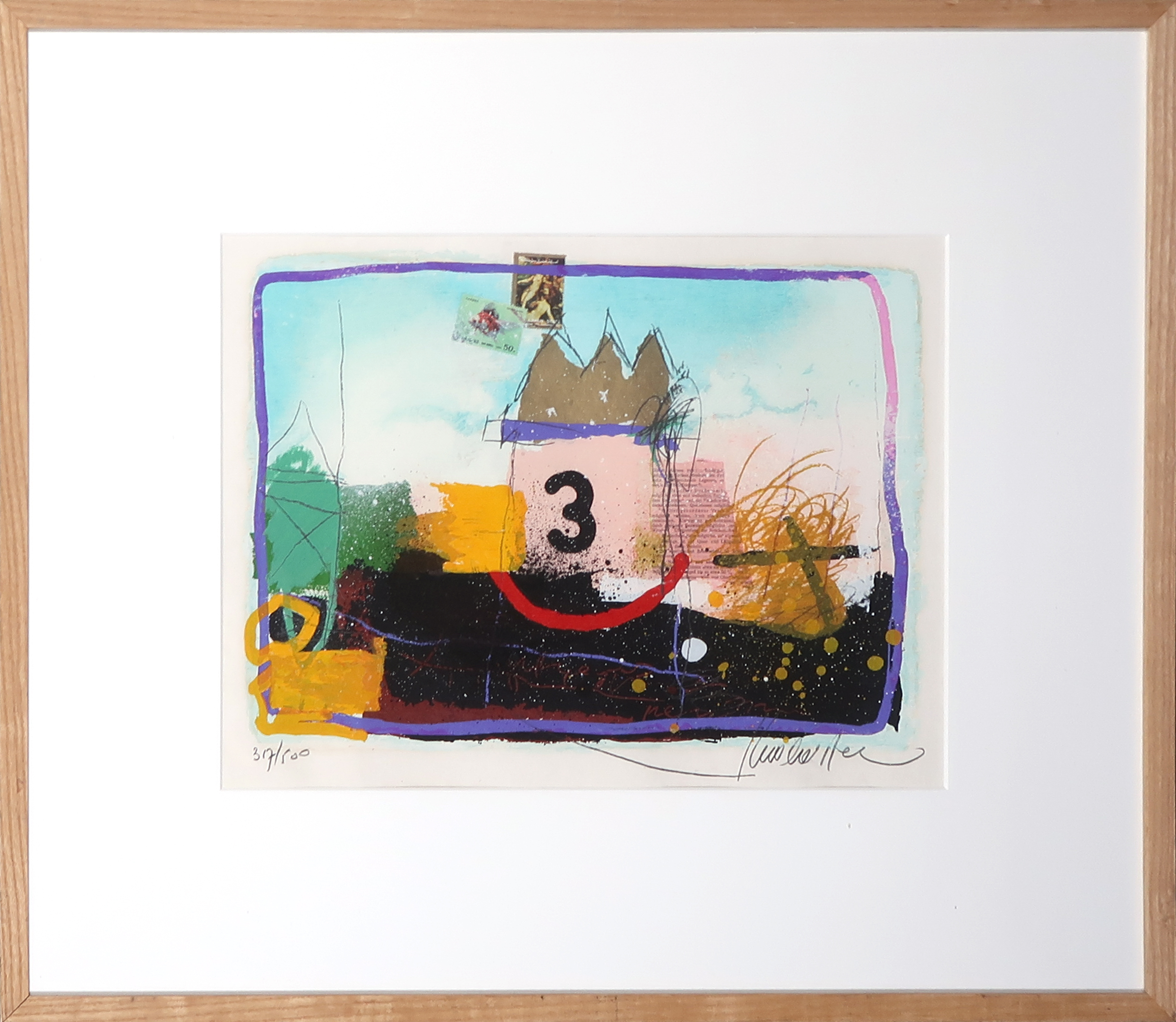 Theo Koster - Zeefdruk, '3' - Ingelijst verkocht voor € 40!