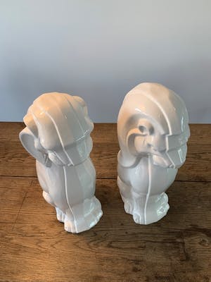 Curiosa - Zeer decoratieve grote beelden in vorm van Leeuw (2) - Aardewerk Italië jaren 70 kopen? Bied vanaf 50!