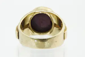 61-Grote retro 14 krt gouden ring paarse steen - 6 steens diamant kopen? Bied vanaf 520!