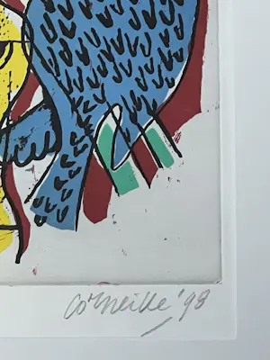 Corneille - Ingelijste gravure Vrouw en vogels, 1998 - Nummer EA 1/10 kopen? Bied vanaf 380!