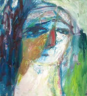 Eugene Brands - Expressief portret in olieverf op papier - Ingelijst verkocht voor € 1500!