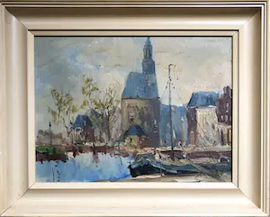 Jan Kelderman - Hoorn Hoofdtoren - Olieverf kopen? Bied vanaf 50!