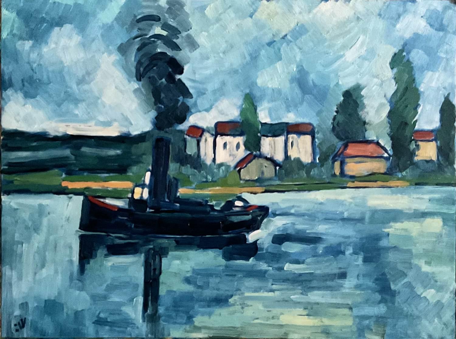 Jan Willem Versteeg - Remorqueur sur la Seine verkocht voor € 20!