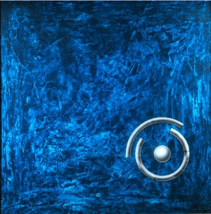 Jan Bollaert - Gemengde techniek op board, Cirkel blauw (Zeer Groot) kopen? Bied vanaf 1!